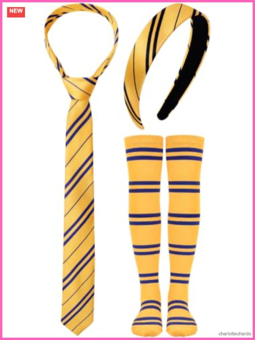 3 PCS Wizard Costume Set Striped Headband Tie Socks Adult Halloween Cosplay